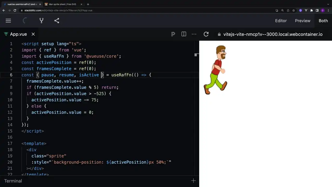 Create an Animated Sprite with useIntevalFn and useRafFn thumbnail image