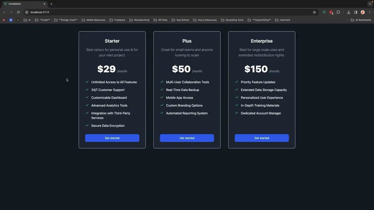 Pricing Table Challenge with Tailwind and Vue - Solution thumbnail image