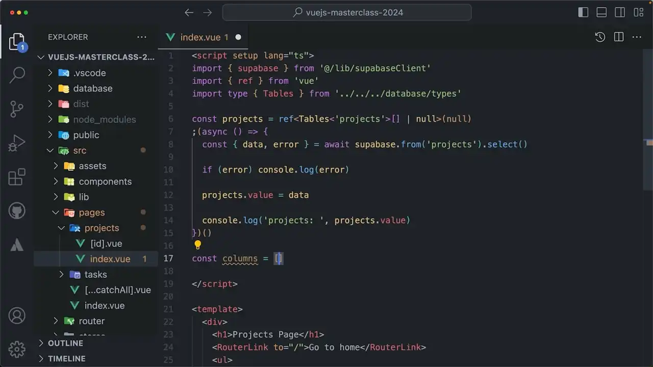 Create a Data Table for the Projects Page thumbnail image