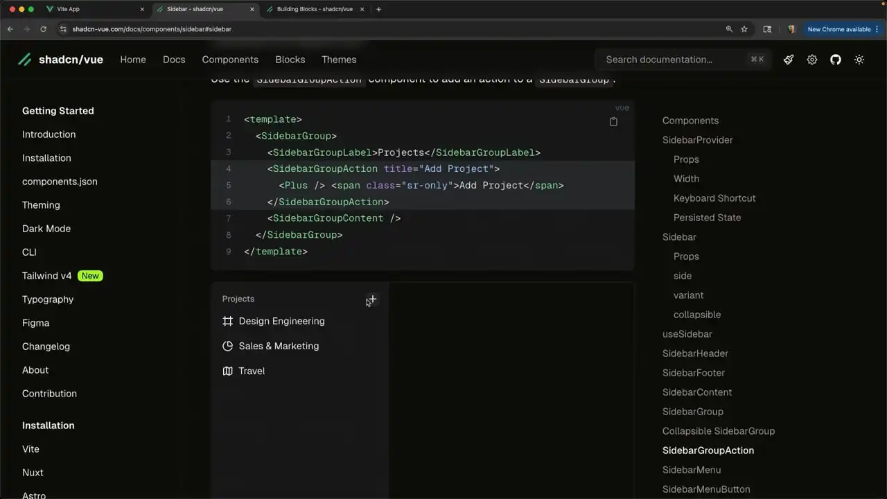 Sidebars in ShadCN Vue (continued) thumbnail image