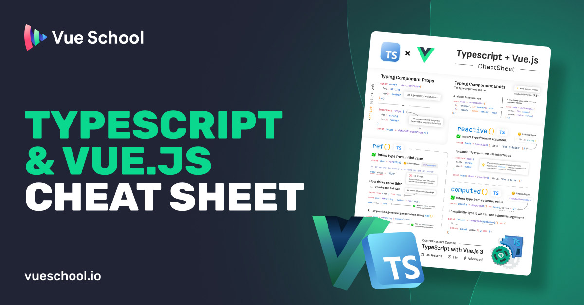 Typescript & Vue.js Cheat Sheet | Vue School