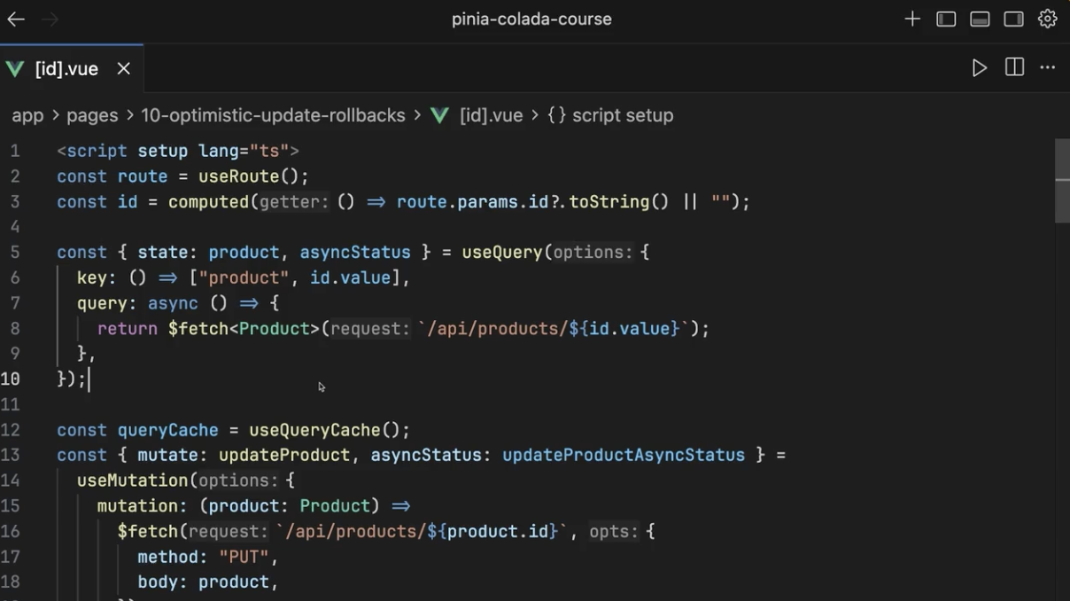 Rolling Back Failed Optimistic Updates in Pinia Colada